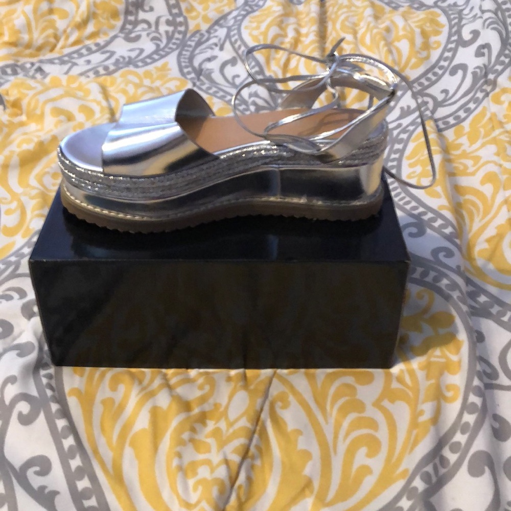 Silver Metallic Platform Sandal